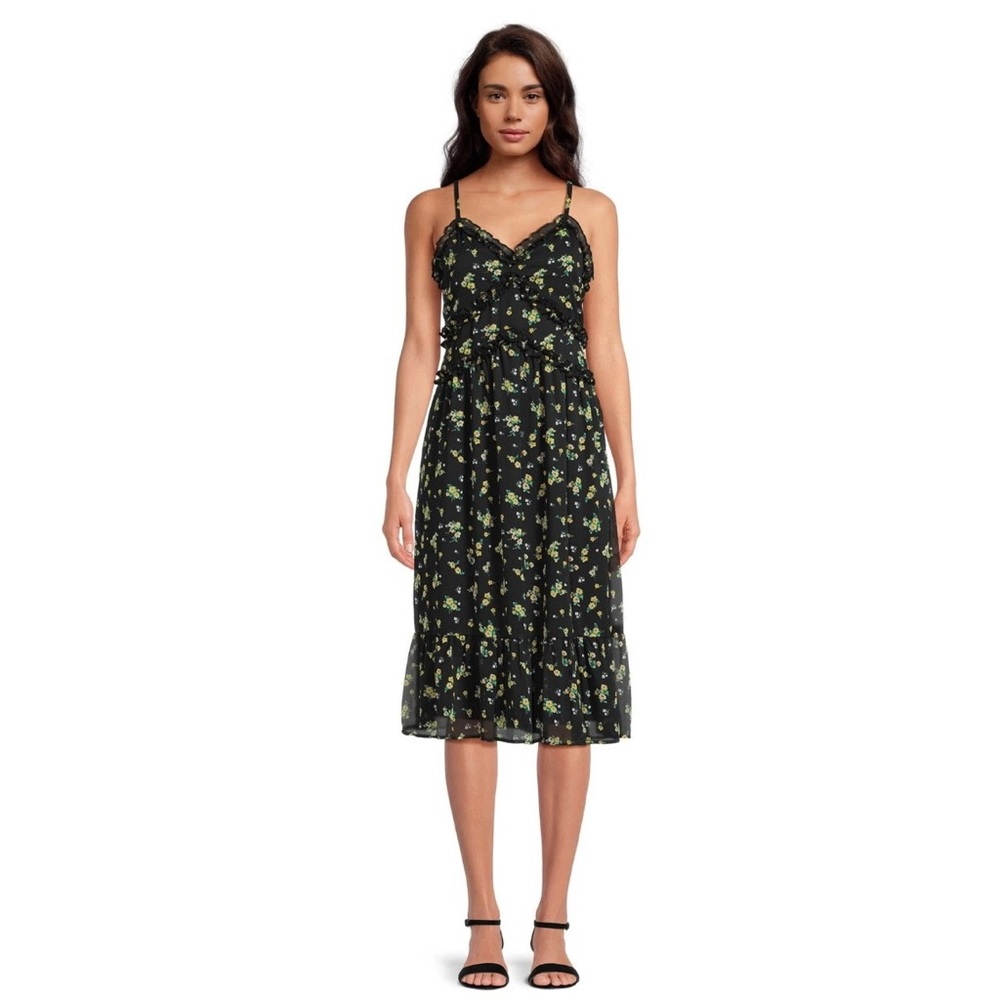 No Boundaries Black Floral Midi Dress